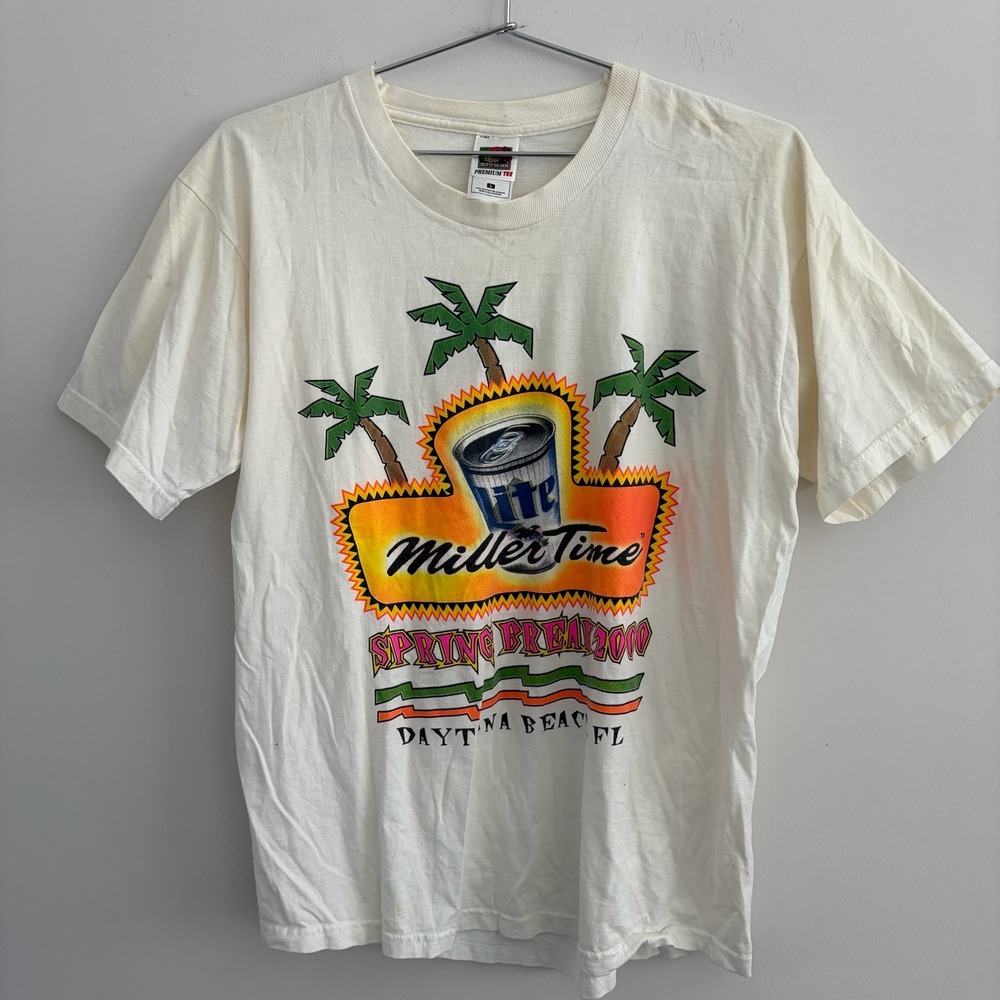 Vintage Fruit of the Loom Miller Time Spring Break 2000 Daytona Beach FL T-Shirt
